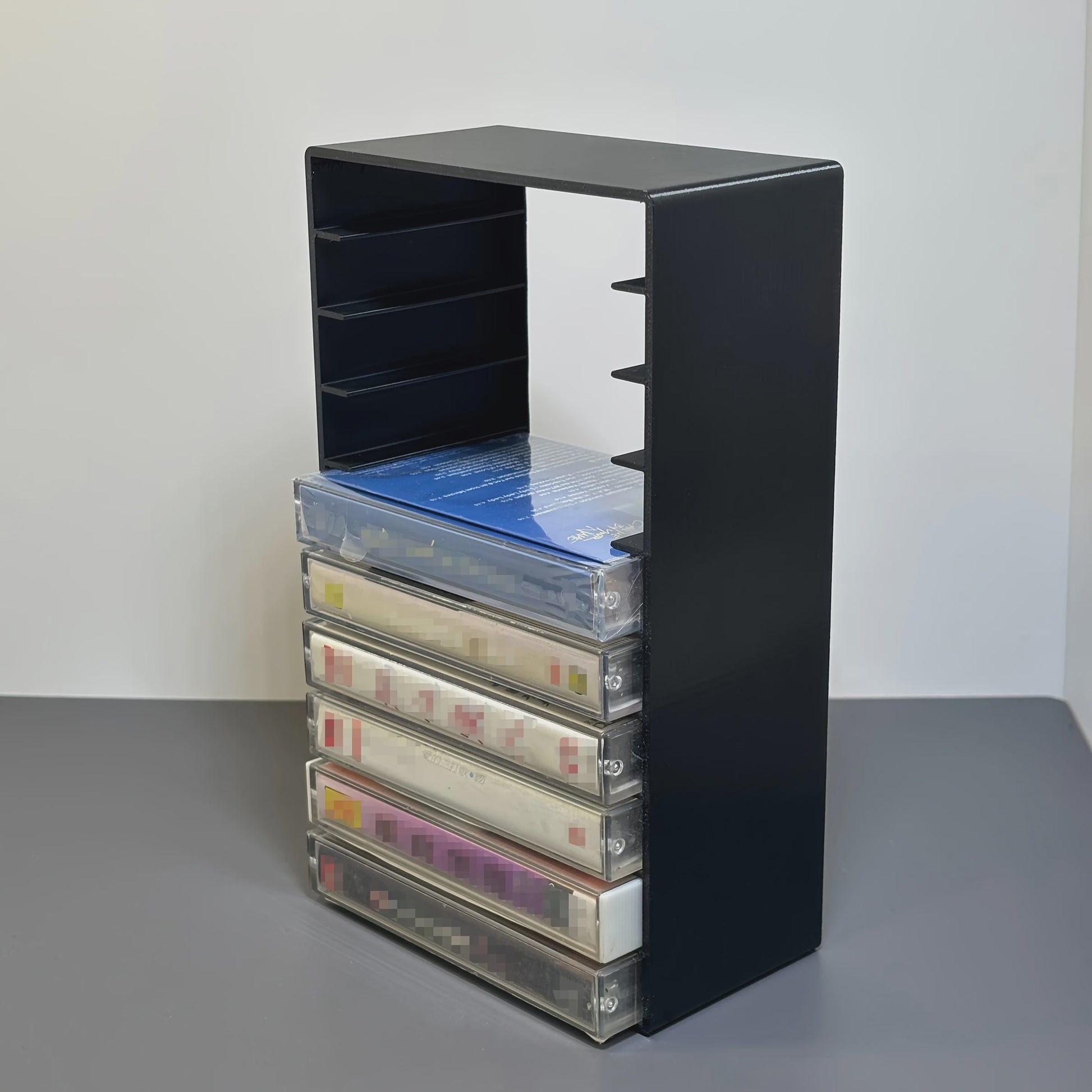 Zwarte Cassette Tape Opbergrek - 10 Vakken - Duurzaam Plastic