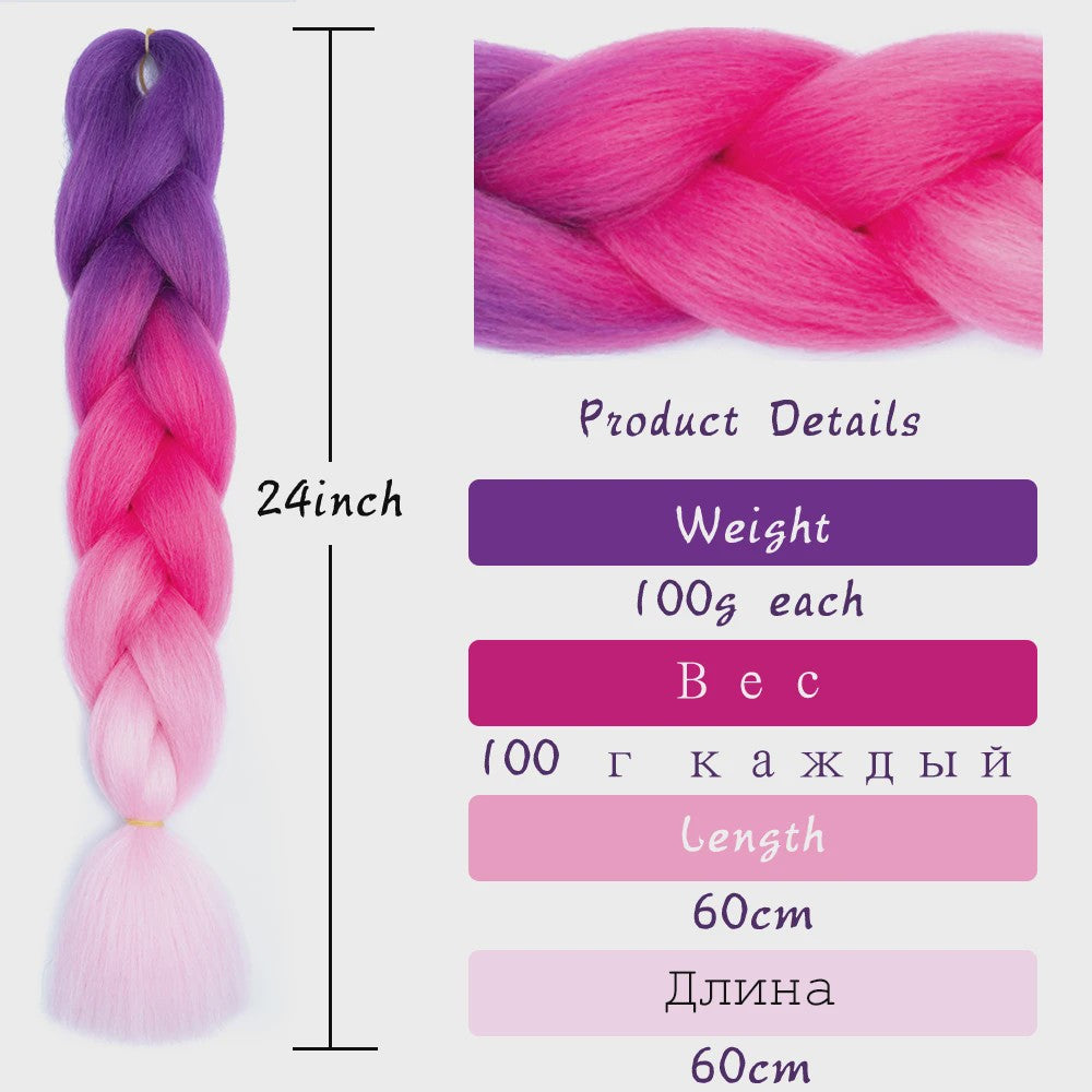 24 Inch Jumbo Braids Haarverlenging - Synthetisch Vlechtkapsel met Ombre Kleuren