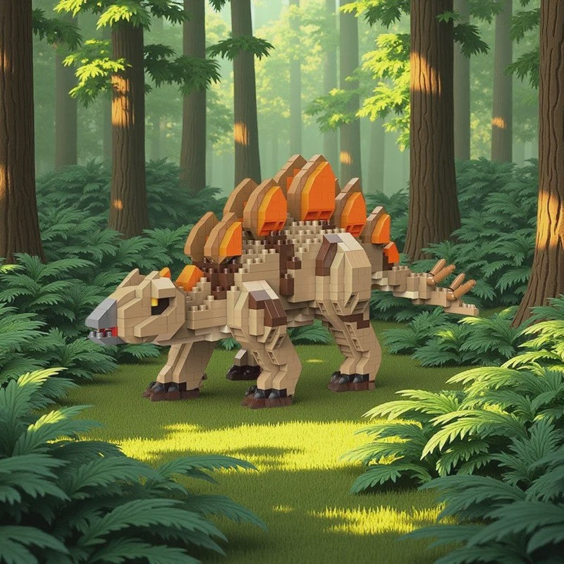 Dinosaurus Bouwstenen Speelgoed - Stegosaurus & T-Rex Micro Mini Blokken