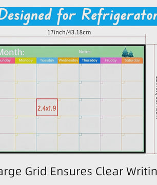 Magnetische Whiteboard Kalender voor Koelkast - Groot 17x12 inch Maandplanner