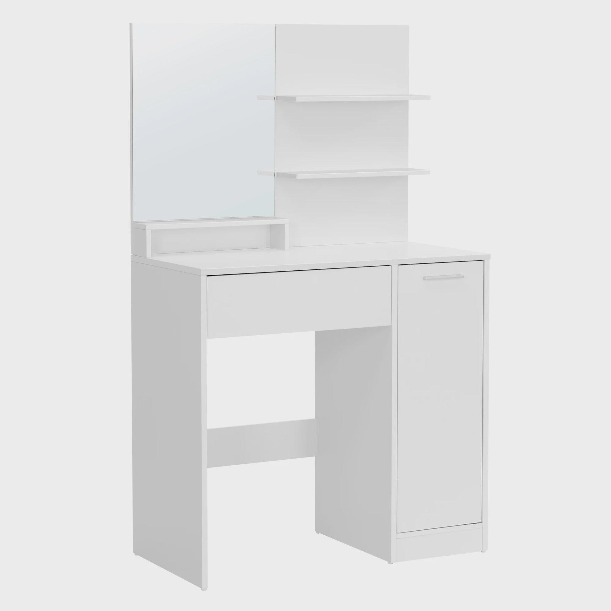 VASAGLE Kaptafel met Spiegel, Opbergvak en 2 Planken - Stijlvol Wit Design