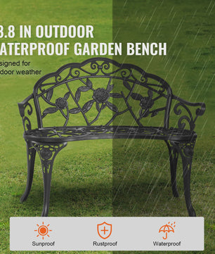 Stijlvolle Houten en Metalen Buitenbank - 218 kg Draagvermogen voor Tuin en Park