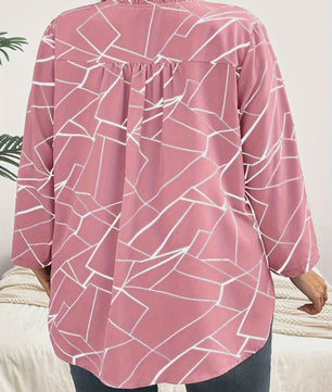 Plus Size Dames Blouse Elegant Lente Herfst Casual V-hals Losse Lange Mouw