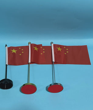 Chinese Vlag Bureau 14x21cm - Polyester Tafelvlag met Standaard