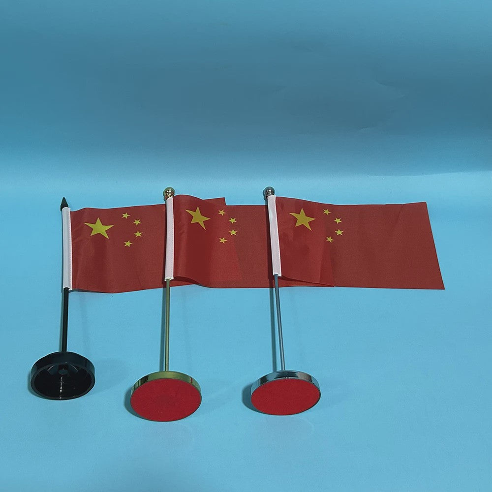 Chinese Vlag Bureau 14x21cm - Polyester Tafelvlag met Standaard