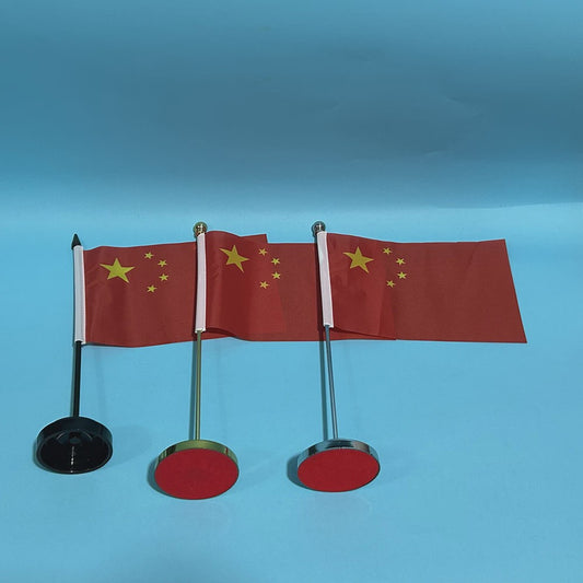 Chinese Vlag Bureau 14x21cm - Polyester Tafelvlag met Standaard