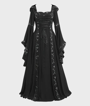 Lange Vintage Middeleeuwse Jurk - Gothic & Victoriaans Cosplay Kostuum met Flare Mouwen