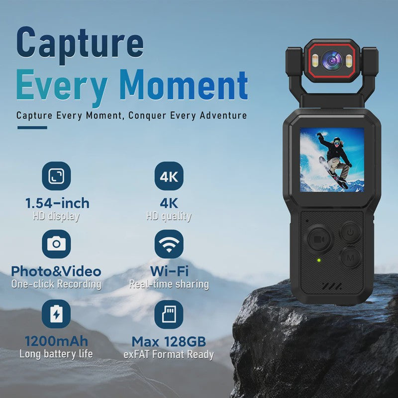Draagbare Mini Actiecamera met HD Scherm, Nachtopnames & WiFi