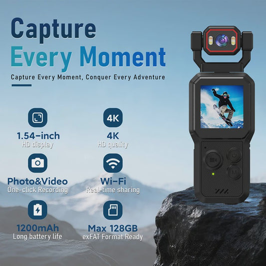 Draagbare Mini Actiecamera met HD Scherm, Nachtopnames & WiFi
