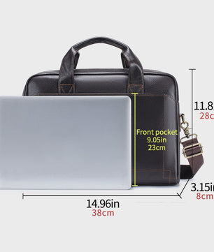 Luxe Leren Laptoptas Heren - Toplaags Koeienhuid Aktetas