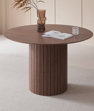 Moderne Ronde Eettafel 120cm met Houten Basis - Scandinavisch Design voor 4-6 Personen