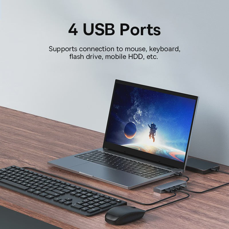 Baseus 4-Poorts USB 3.0 Hub - Snelle Dataoverdracht voor Laptop & PC