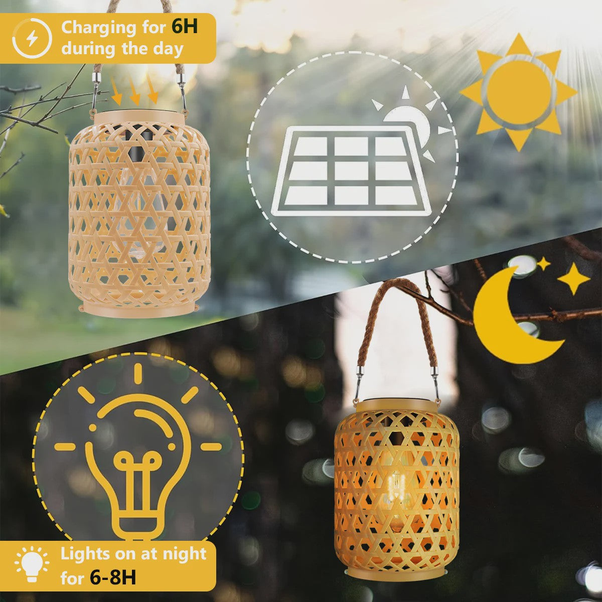 Sfeervolle Rattan Solar Lantaarn voor Buiten - Waterdicht & Decoratief