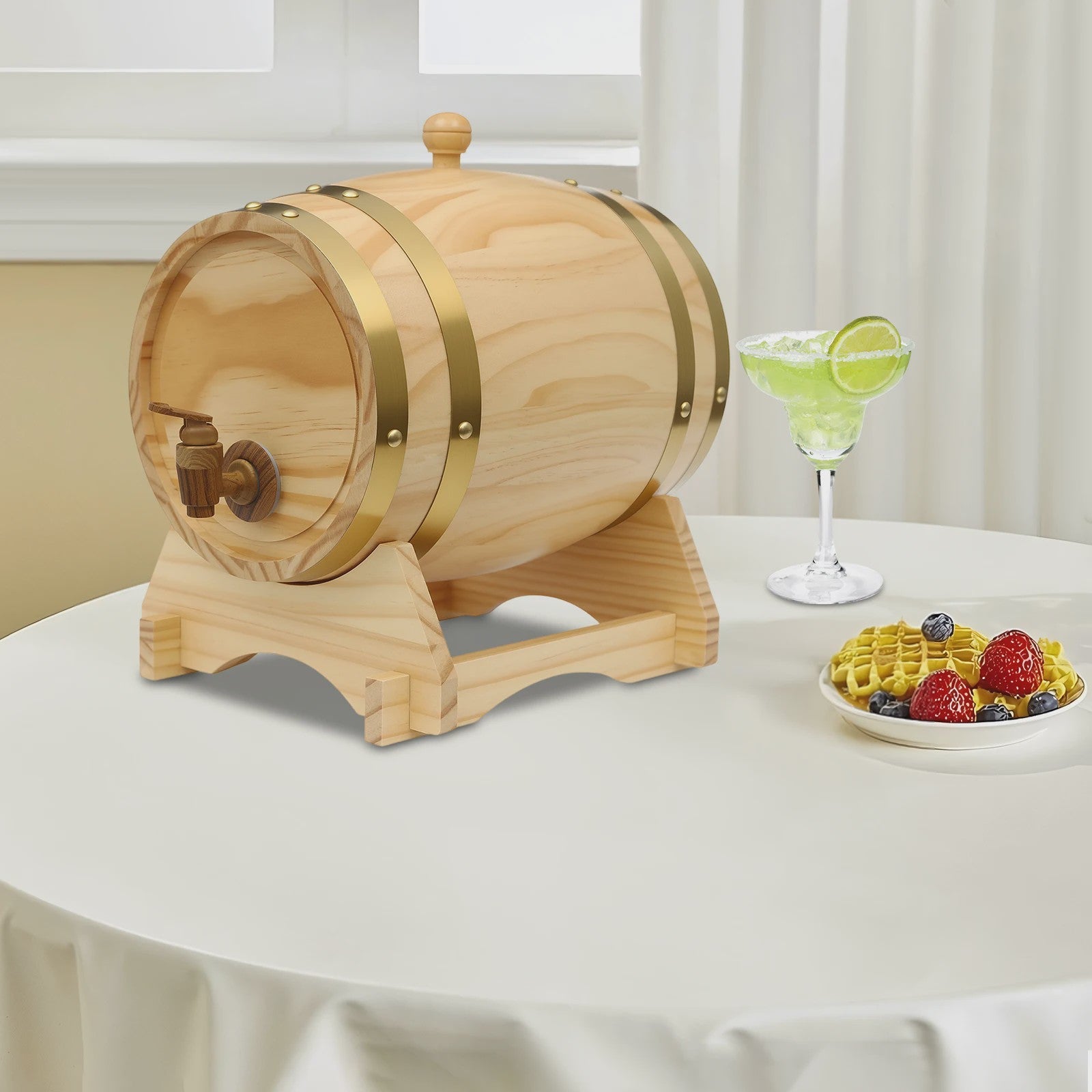 Eikenhouten Wijnvat 3L/5L met Tap & Standaard - Perfect voor Whisky, Wijn of Rum