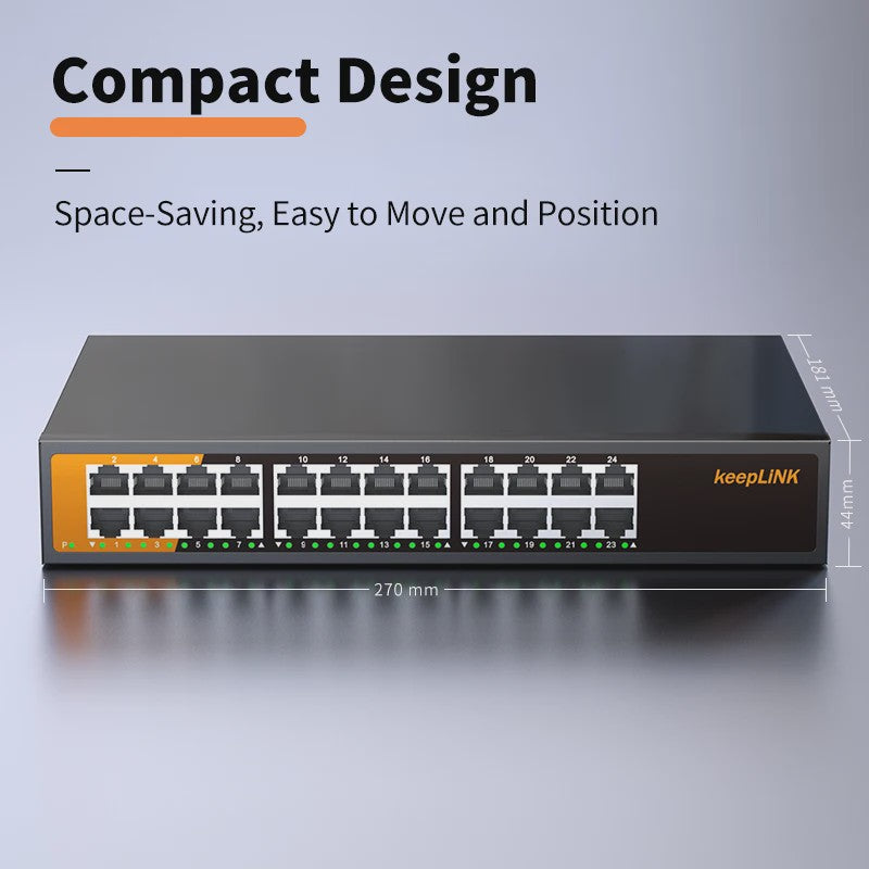 KeepLiNK 24-Poorts Gigabit Unmanaged Netwerk Switch - Plug & Play