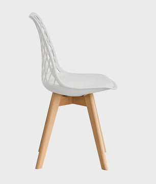 Moderne Eetkamerstoelen Set (4/6 stuks) - Mesh Rug, Houten Poten & Gestoffeerde Zitting