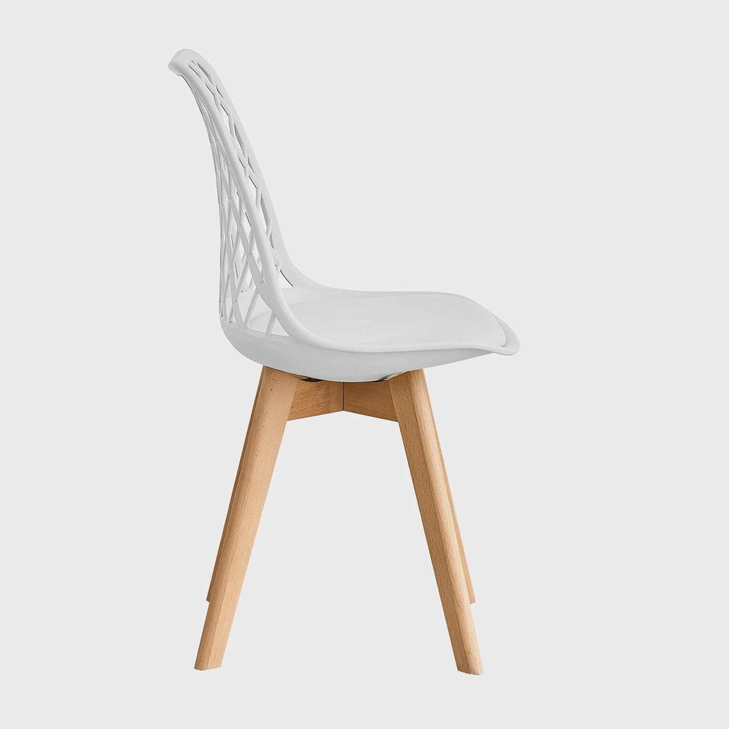 Moderne Eetkamerstoelen Set (4/6 stuks) - Mesh Rug, Houten Poten & Gestoffeerde Zitting