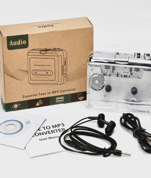 Transparante Cassette Speler & MP3 Converter - Digitale Muziek Oplossing met USB