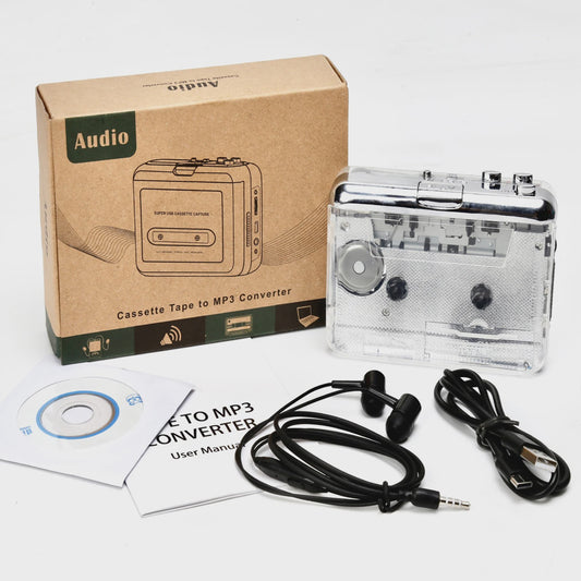 Transparante Cassette Speler & MP3 Converter - Digitale Muziek Oplossing met USB