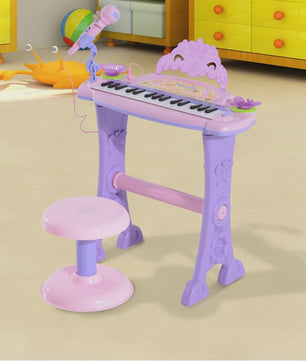 Homcom Children's Electronic Keyboard 32 Keys Microphone Light Sound Mp3 Karaoke