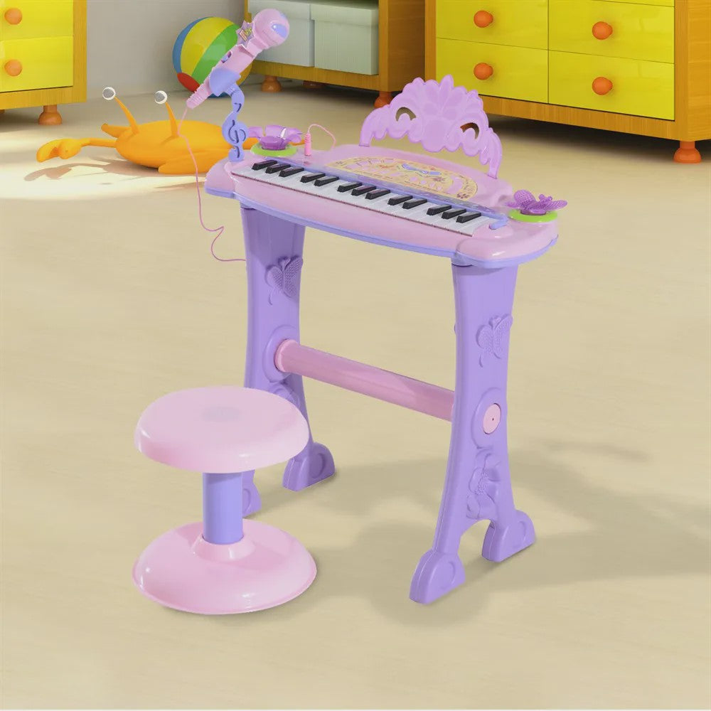 Homcom Children's Electronic Keyboard 32 Keys Microphone Light Sound Mp3 Karaoke