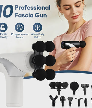 Draadloos Massagepistool met 38 standen & Intelligente Druksensor - 10 Opzetstukken