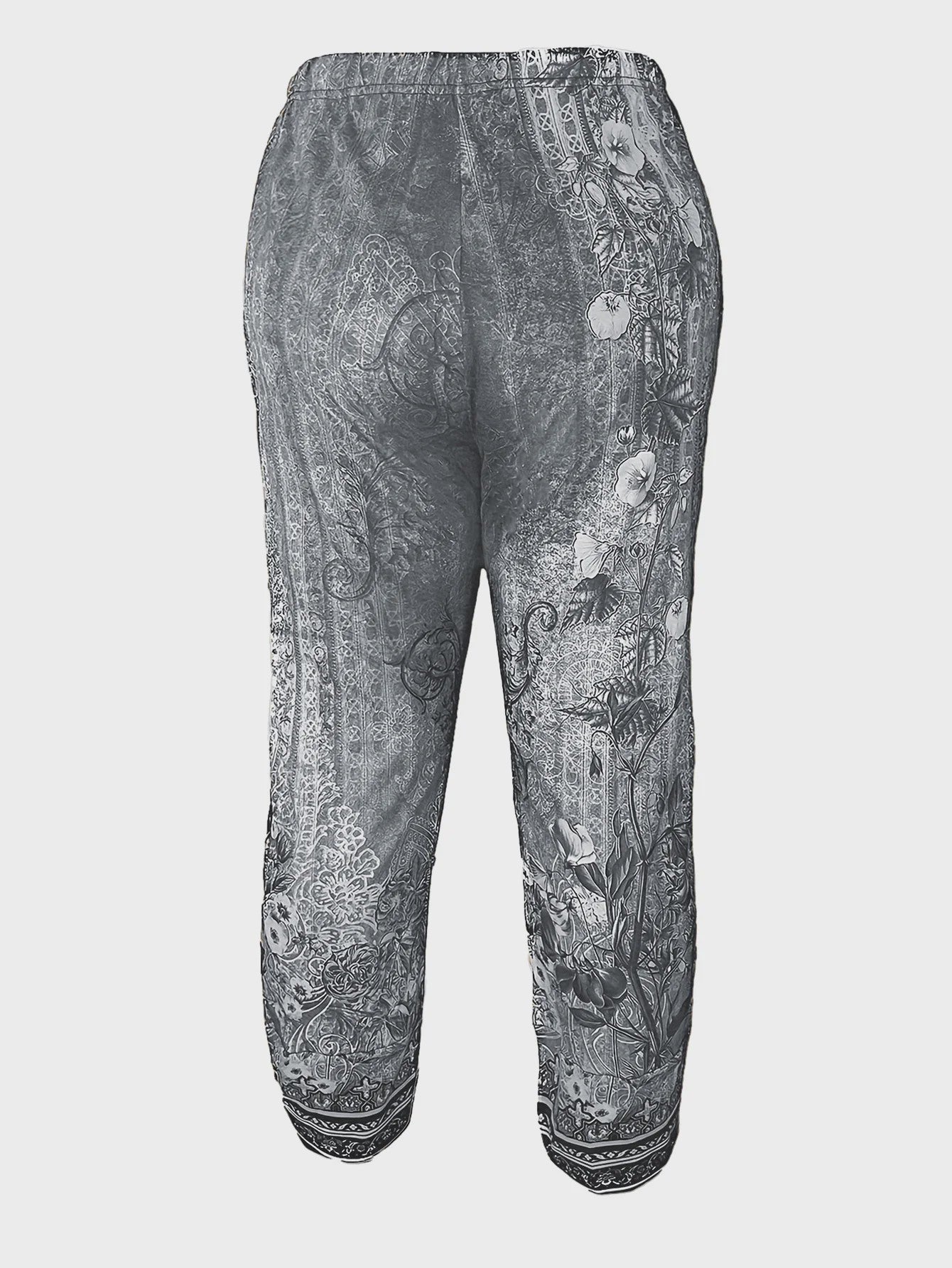 Plus Size Wijde Leg Broek Dames met Bloemenprint