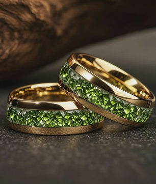 Luxe Groene Kristalstenen Ringen voor Mannen - 8mm Roestvrij Staal Trouwband