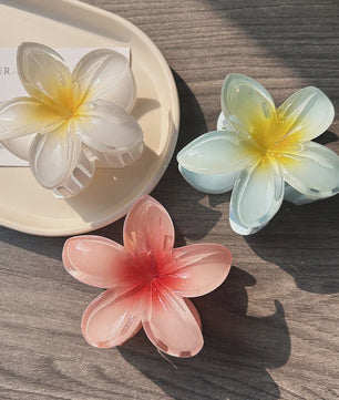 3x Grote Boho Bloemen Haarclips Acryl - Gradient Kleuren & Hawaii Stijl Haaraccessoires voor Dames