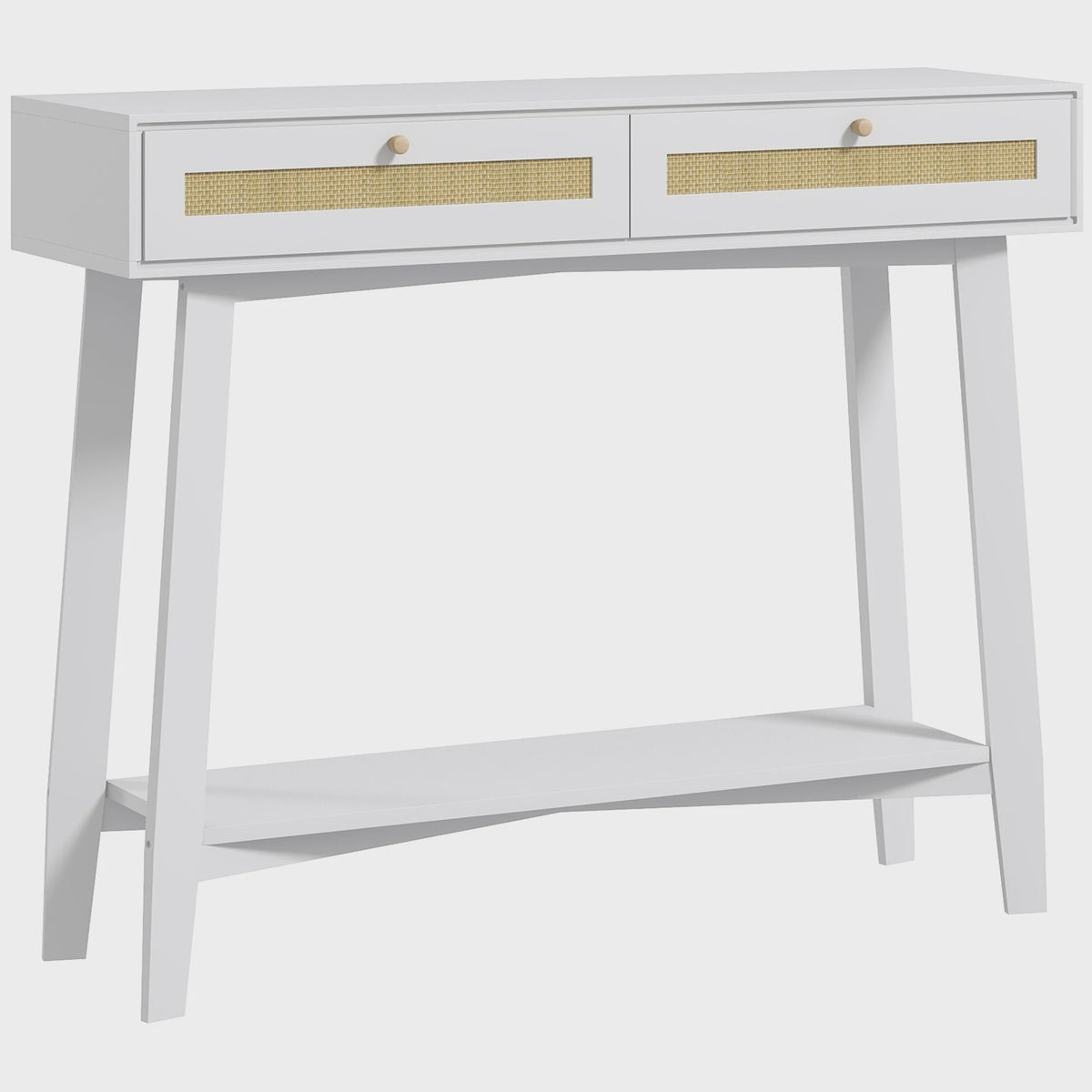 Witte Console Tafel met 2 Lades en Open Plank - 100x30x81cm