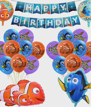 Nemo & Dory Verjaardagsdecoratie Set: Ballonnen, Banner & Cake Topper