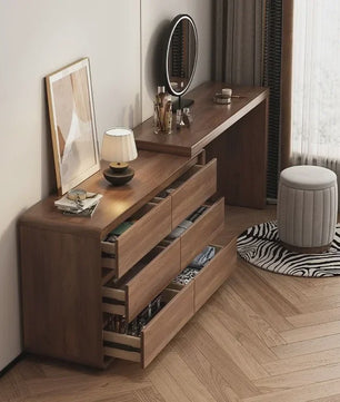 Moderne Houten Kaptafel met Spiegel en Ruime Opbergruimte