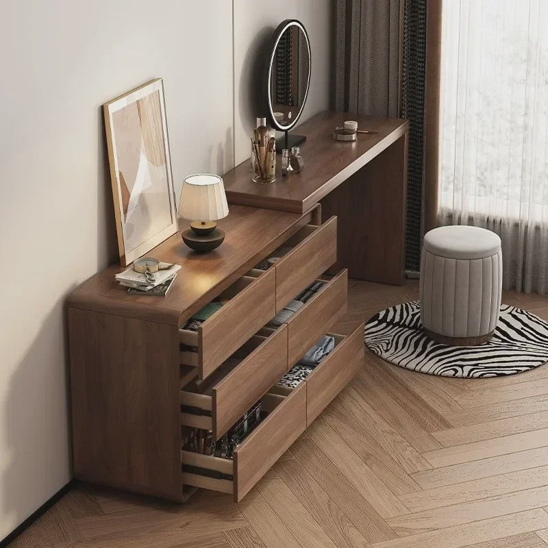 Moderne Houten Kaptafel met Spiegel en Ruime Opbergruimte