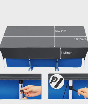 Waterdichte Rechthoekige Zwembadafdekking 210D Oxford met Trekkoord - UV Bescherming