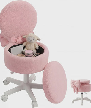 Teddy Pluche Kapstoel met Opbergruimte en Opklapbare Rugleuning - Zacht & Comfortabel