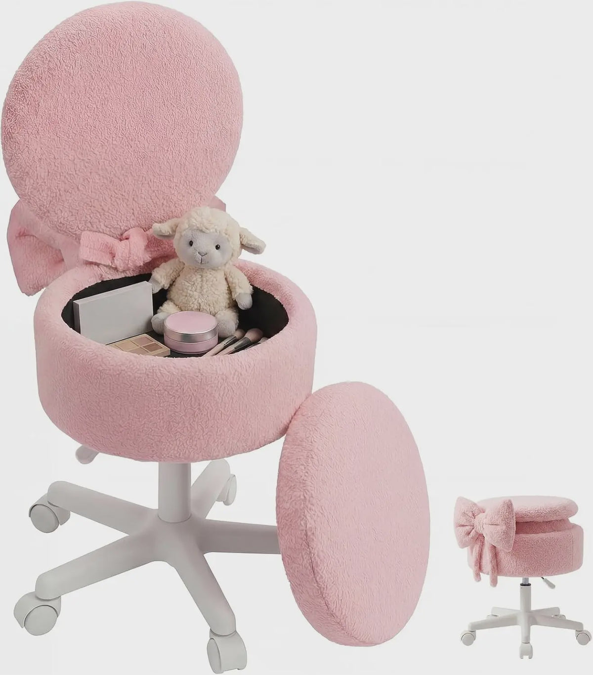 Teddy Pluche Kapstoel met Opbergruimte en Opklapbare Rugleuning - Zacht & Comfortabel
