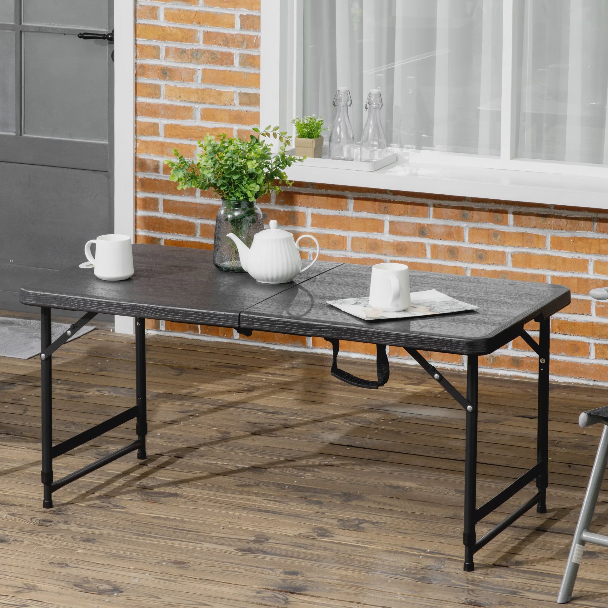 Outsunny Opvouwbare Campingtafel voor 4 Personen - In hoogte Verstelbaar, 118x60x74 cm