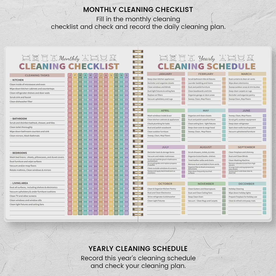Huishoudplanner & Schoonmaak Checklist Boek - Dagelijks, Wekelijks, Maandelijks
