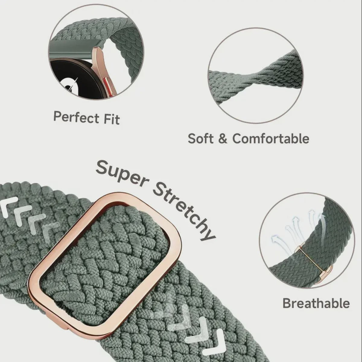 3x Elastische Nylon Bandjes voor Smartwatches (18/20/22mm) - Snelwissel & Comfortabel
