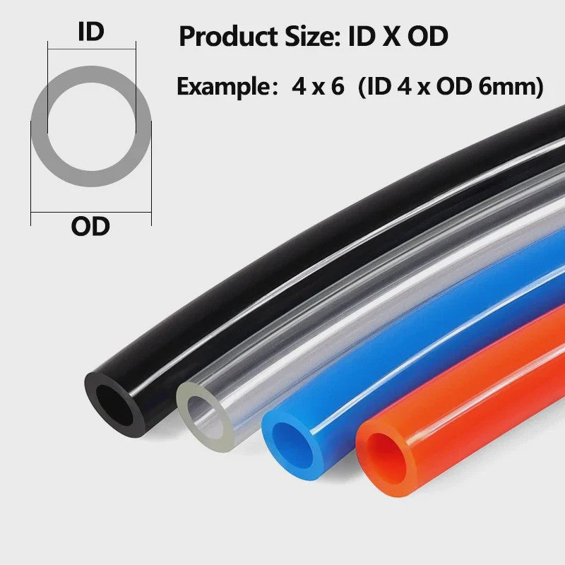 PU Pneumatische Slang - Diverse OD Maten (3-16mm) - Blauw, Zwart, Oranje, Transparant