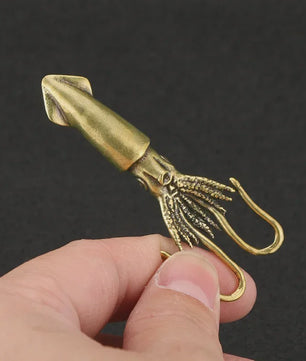Antieke Messing Pijlinktvis Decoratie - Retro Koperen Miniatuur Beeldje