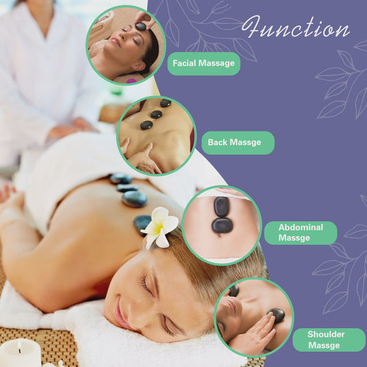 Hot Stone Massage Set met Verwarmer - Verstelbare Temperatuur & Timer - Draagbaar
