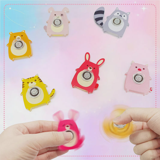 Set van 6 Leuke Dieren Fidget Spinners - Vingertop Gyro Speelgoed voor Stressverlichting & Feestjes