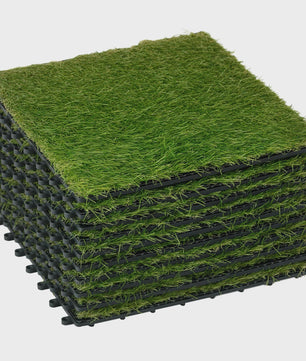 10x Kunstgras Tegels 30x30 cm - 25 mm Grashoogte - Groen