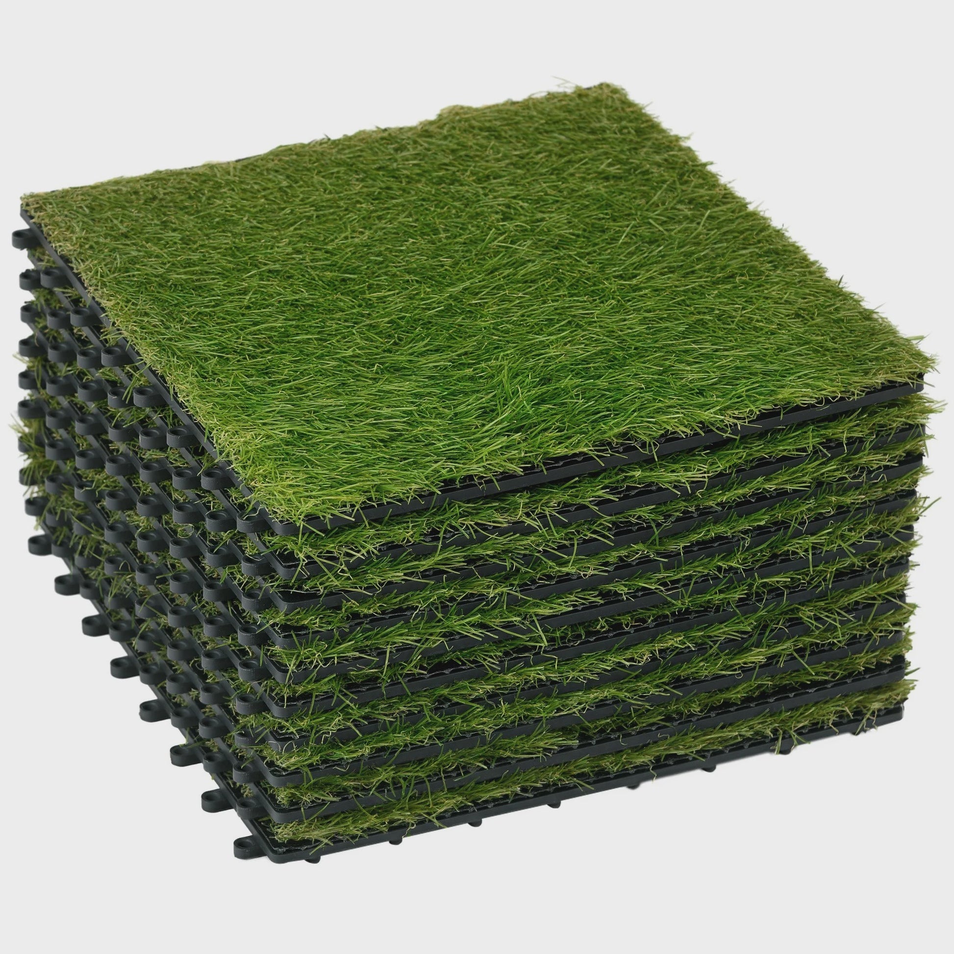 10x Kunstgras Tegels 30x30 cm - 25 mm Grashoogte - Groen