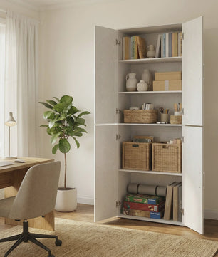 Hoge Opbergkast met 4 Deuren en 5 Planken - 180 cm Hoog, Veelzijdig