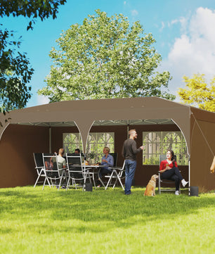Outsunny Partytent 6x3m - Snel Opzetbaar, Waterdicht & UV-beschermend met Reflecterende Strips