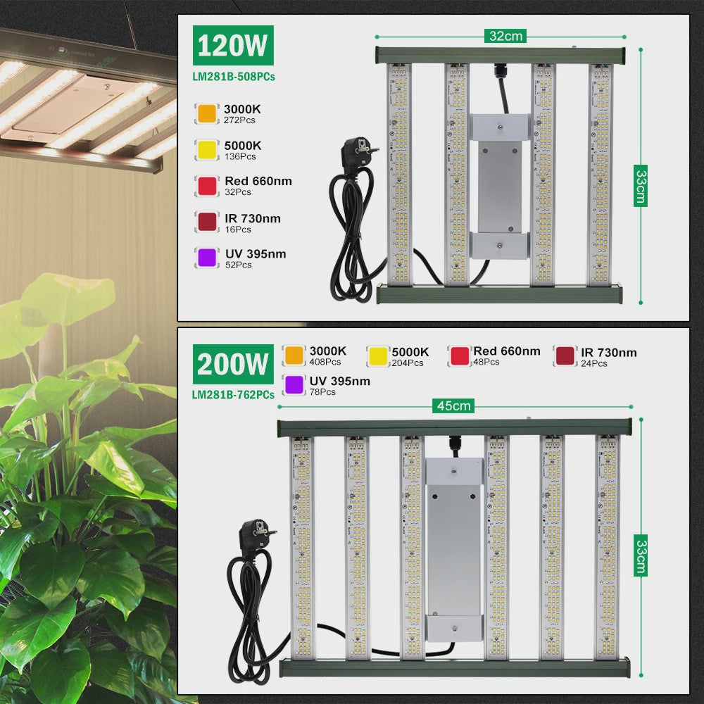 Full Spectrum LED Groeilamp 120W/200W/320W met UV & IR - Onafhankelijke Schakelaars