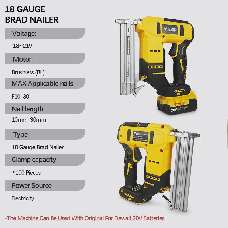 Draadloze Elektrische Tacker 10-30mm met Verstelbare Diepte - Compatibel met Dewalt 20V Accu
