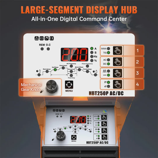 HITBOX HBT250P AC/DC 6-in-1 TIG Lasapparaat - 220V IGBT Inverter voor Aluminium, Staal & Meer